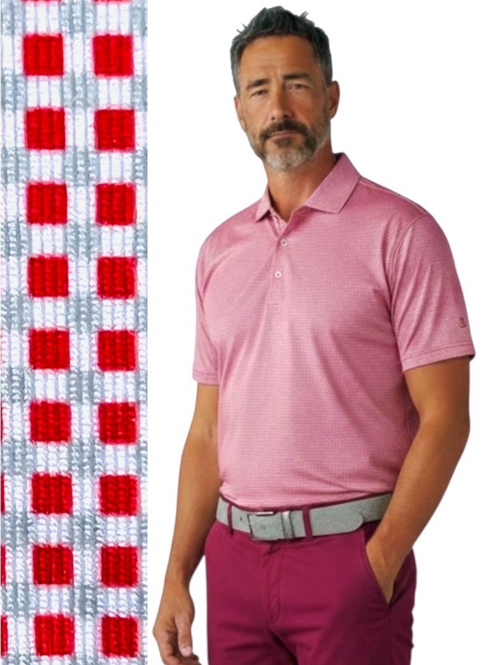Turtleson Men’s Performance Polo Shirt L Golf Short Sleeve Red White Gray NEW